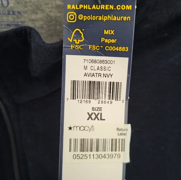 Polo Ralph Lauren Men's Luxury Smooth Jersey Pullover 1/4 Zip Navy Blue New 2XL - Picture 8 of 9